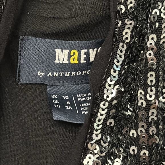 Anthropologie Maeve Sequin Halter Jumpsuit Black Silver Size 6 Sexy Clubwear - Picture 7 of 7